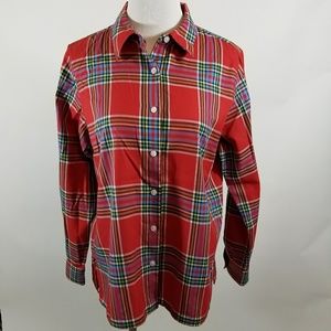 Foxcroft Red Plaid Button Down Women's Size SP